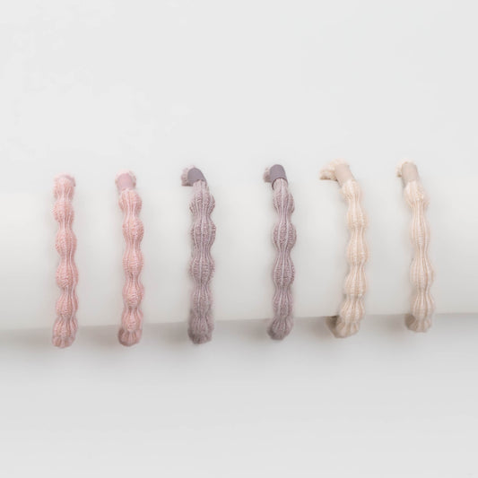 Elastice de păr cu ondulații, grosime 0,8  cm, set 6 buc - Pastel Mix
