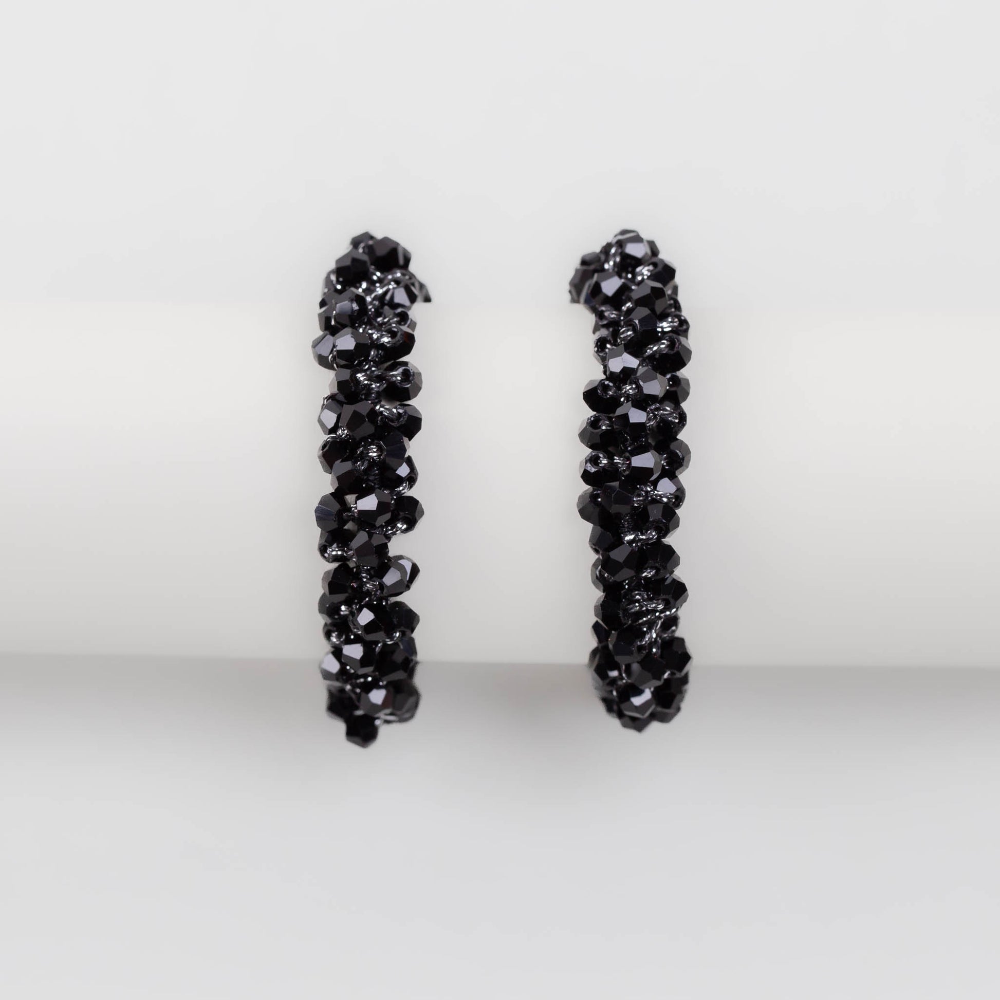 Elastice de păr cu pietre mici strălucitoare, grosime 1 cm, set 2 buc - Negru