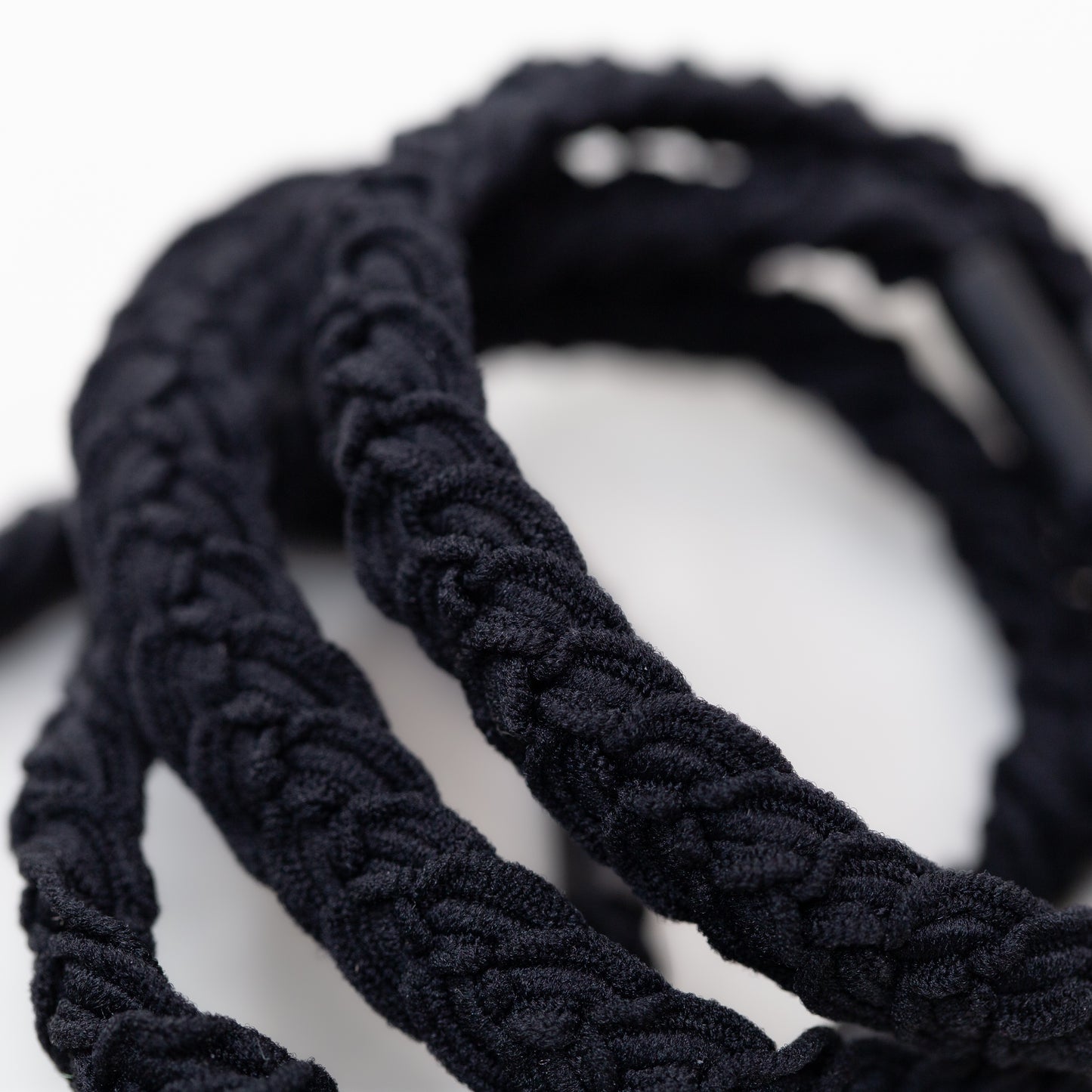 Elastice de păr cu textură împletită, grosime 1 cm, set 4 buc - Negru