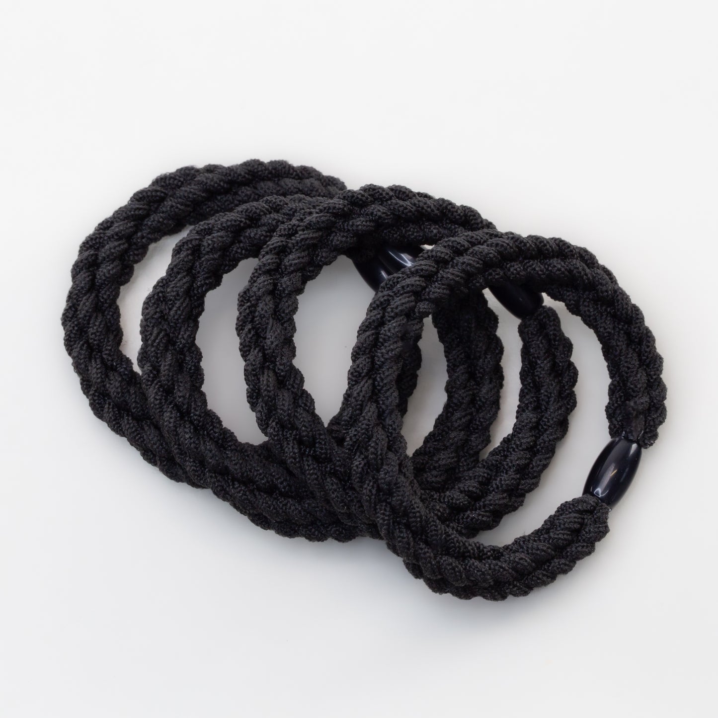 Elastice de păr cu textură răsucită, grosime 1 cm, set 4 buc - Negru