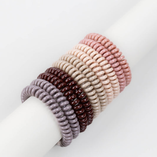 Elastice de păr din silicon cu textură lucioasă, grosime 0,7 cm, set 10 buc - Multicolor