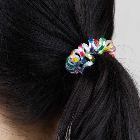 Elastice de păr din silicon cu textură lucioasă, grosime 1 cm, set 4 buc - Multicolor Glossy