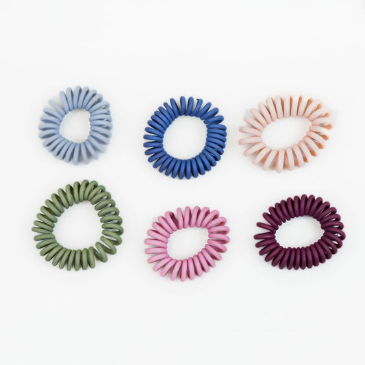 Elastice de păr din silicon cu textură mată, grosime 1 cm, set 6 buc - Multicolor
