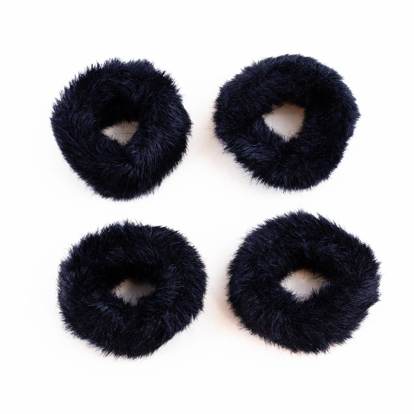 Elastice de păr pufoase și fine, grosime 2 cm, set 4 buc - Negru