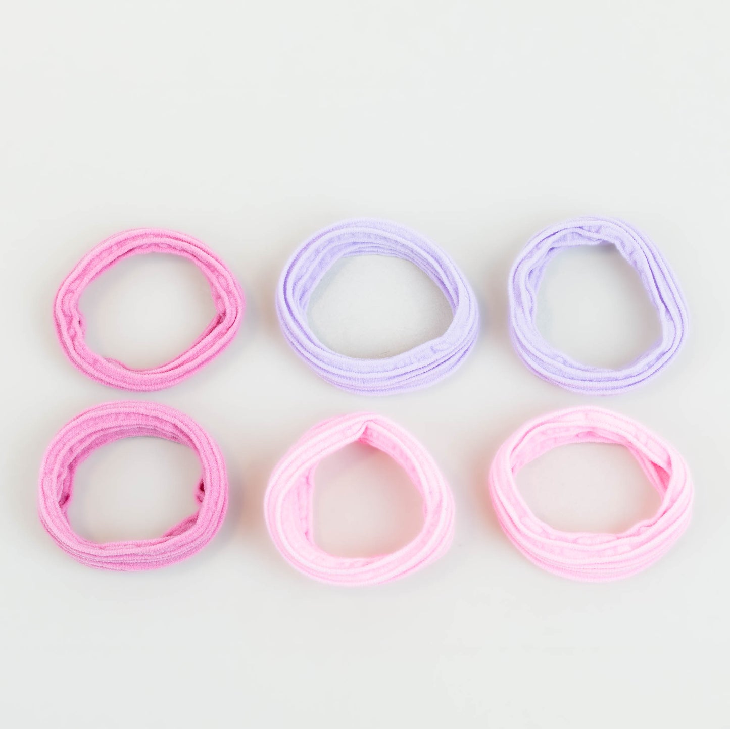 Elastice de păr rezistente cu striații, grosime 1,5 cm, set 6 buc - Lavander Mix