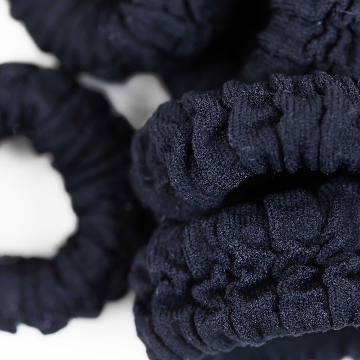 Elastice de păr rezistente cu textură încrețită, grosime 2 cm, set 6 buc - Negru