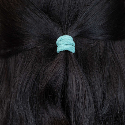 Elastice de păr simple cu textură împletită, grosime 0,7 cm, set 9 buc - Verde Mix