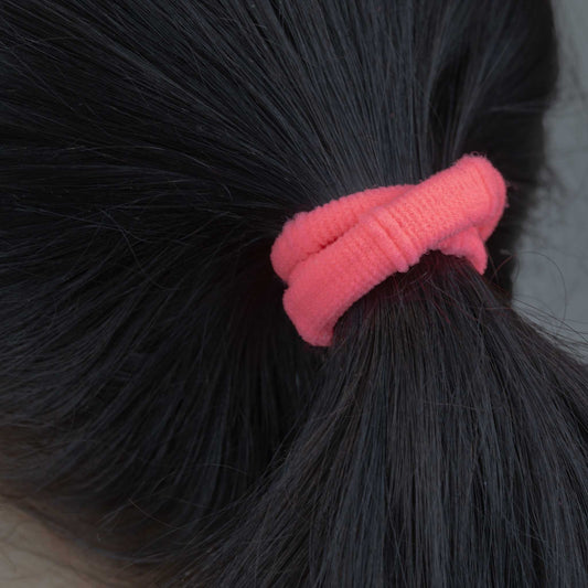 Elastice de păr simple cu textură inelată, grosime 1 cm, set 6 buc - Roz