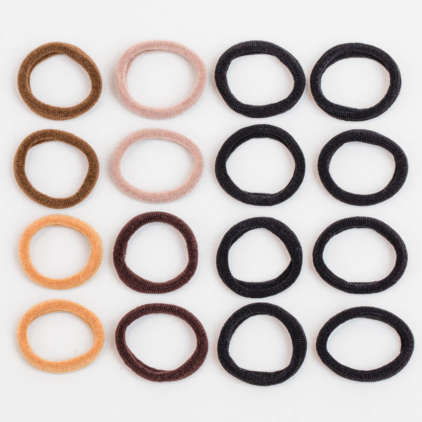 Elastice de păr simple mici, grosime 0,6 cm, set 16 buc - Negru, Maro