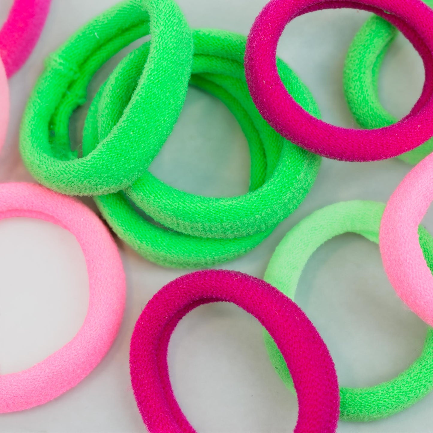 Elastice de păr simple mici, grosime 0,7 cm, set 12 buc - Roz, Verde