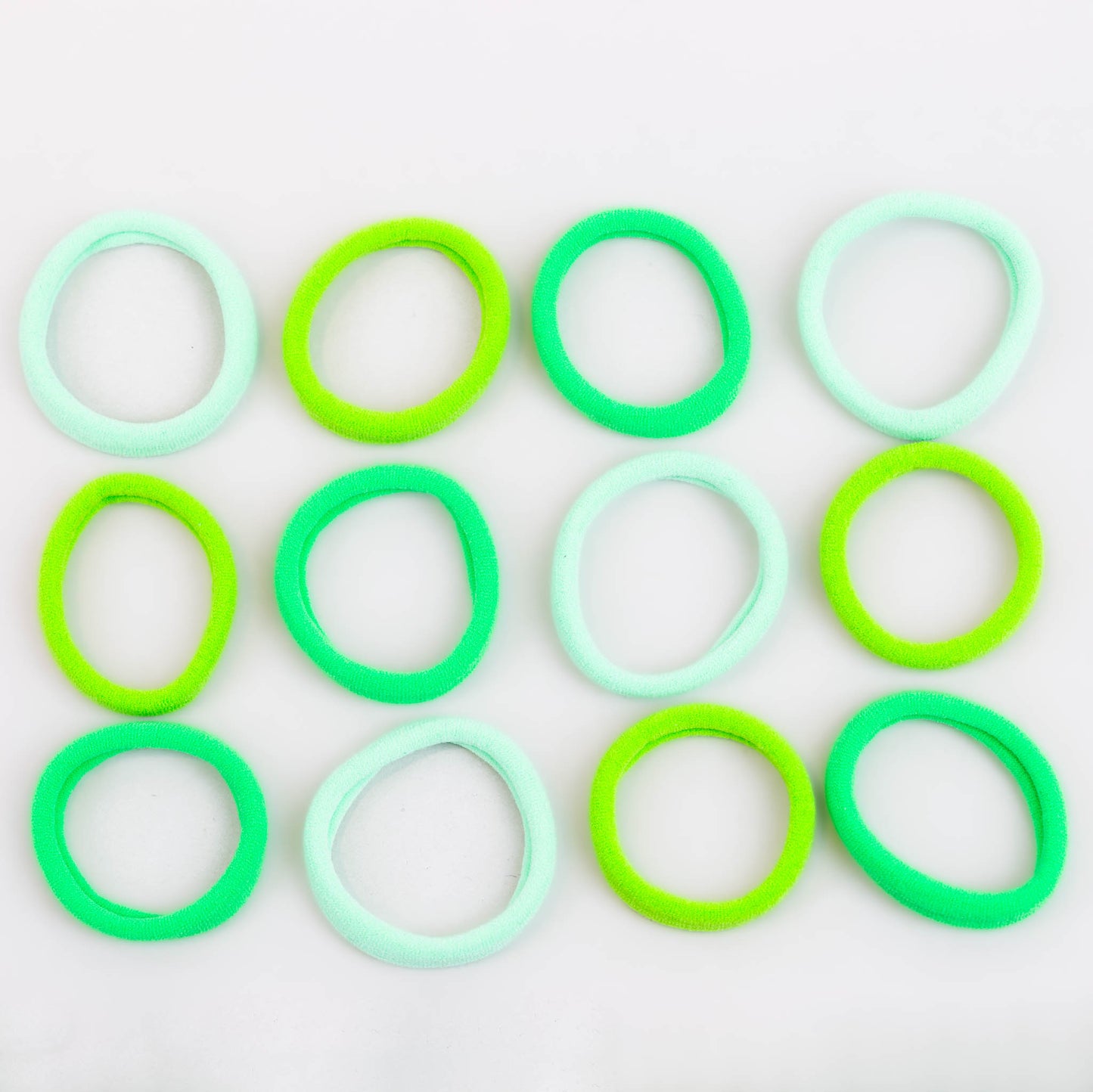 Elastice de păr simple și comode, grosime 1 cm, set 12 buc - Verde Mix