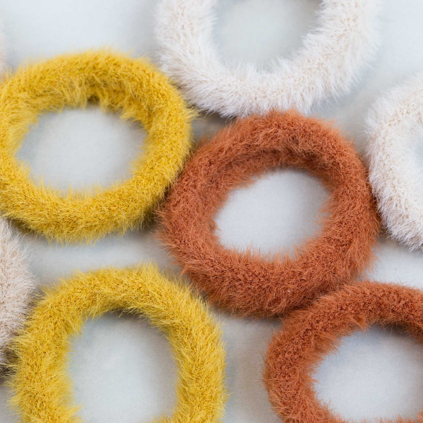 Elastice de păr simple și pufoase, grosime 3 cm, set 8 buc - Caramel Mix