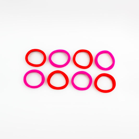 Elastice de păr simple și rezistente, grosime 1 cm, set 8 buc - Roșu Roz Fucsia