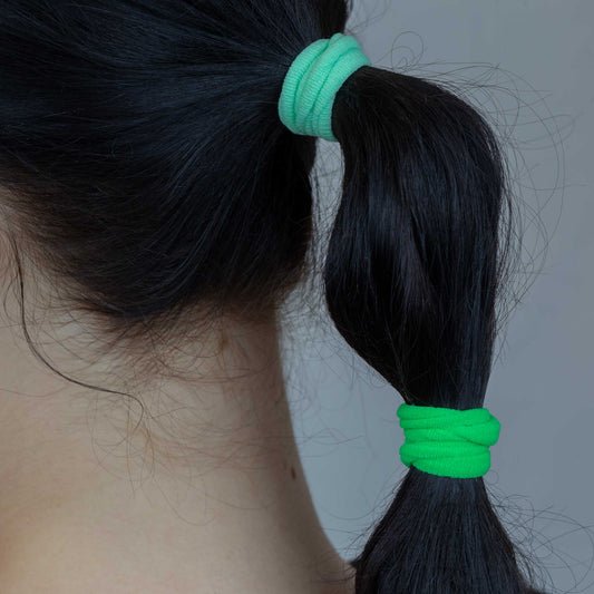 Elastice de păr simple și rezistente, grosime 1 cm, set 8 buc - Verde Mix