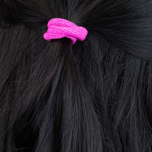 Elastice de păr simple, țesătură cu fir sclipitor, grosime 1 cm, set 12 buc - Roz, Mov