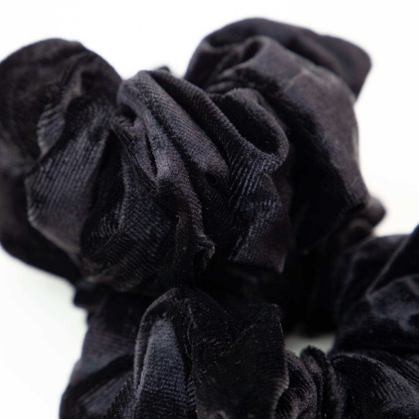 Elastice de păr tip scrunchie cu textură catifelată, grosime 5 cm, set 2 buc - Negru