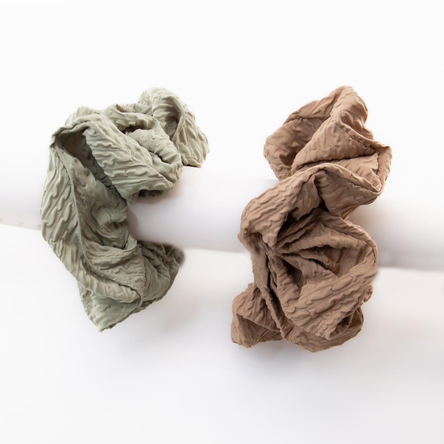 Elastice de păr tip scrunchie Earth Tones, grosime 5 cm, set 2 buc - Maro, Verde