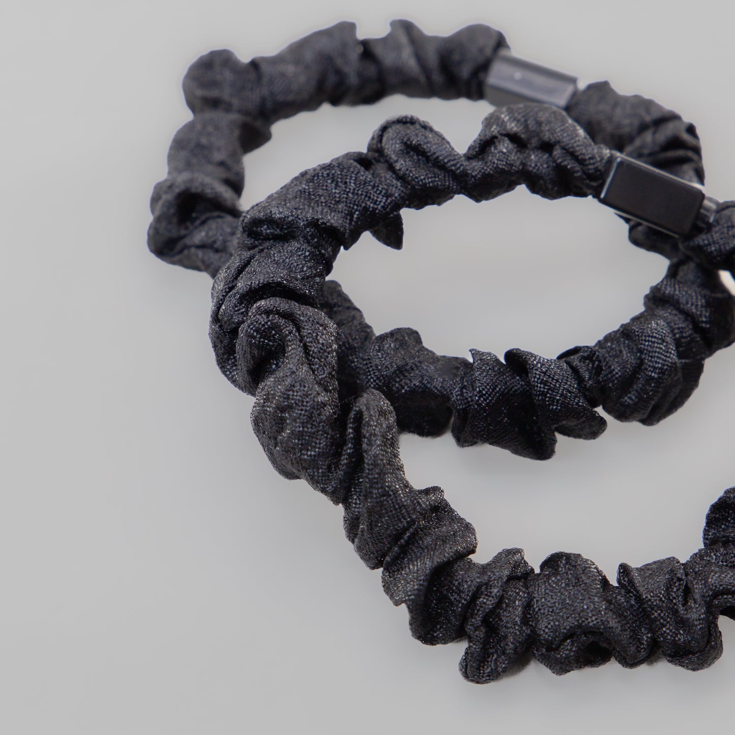 Elastice de păr tip scrunchie Forest Magic, grosime 1 cm, set 2 buc - Negru