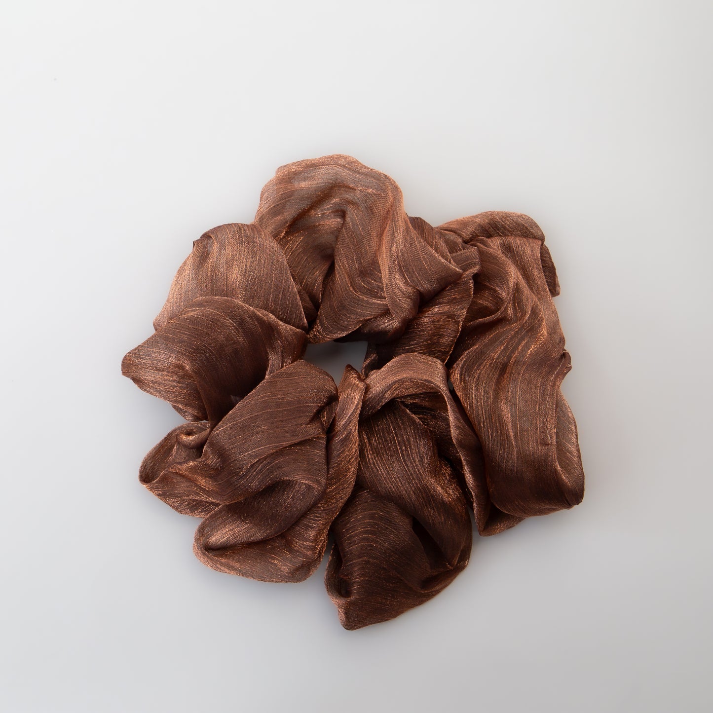 Elastice de păr tip scrunchie Lunaria cu aspect de organza, grosime 5 cm - Maro