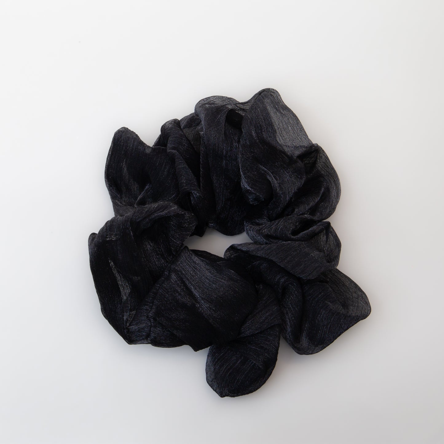 Elastice de păr tip scrunchie Lunaria cu aspect de organza, grosime 5 cm - Negru