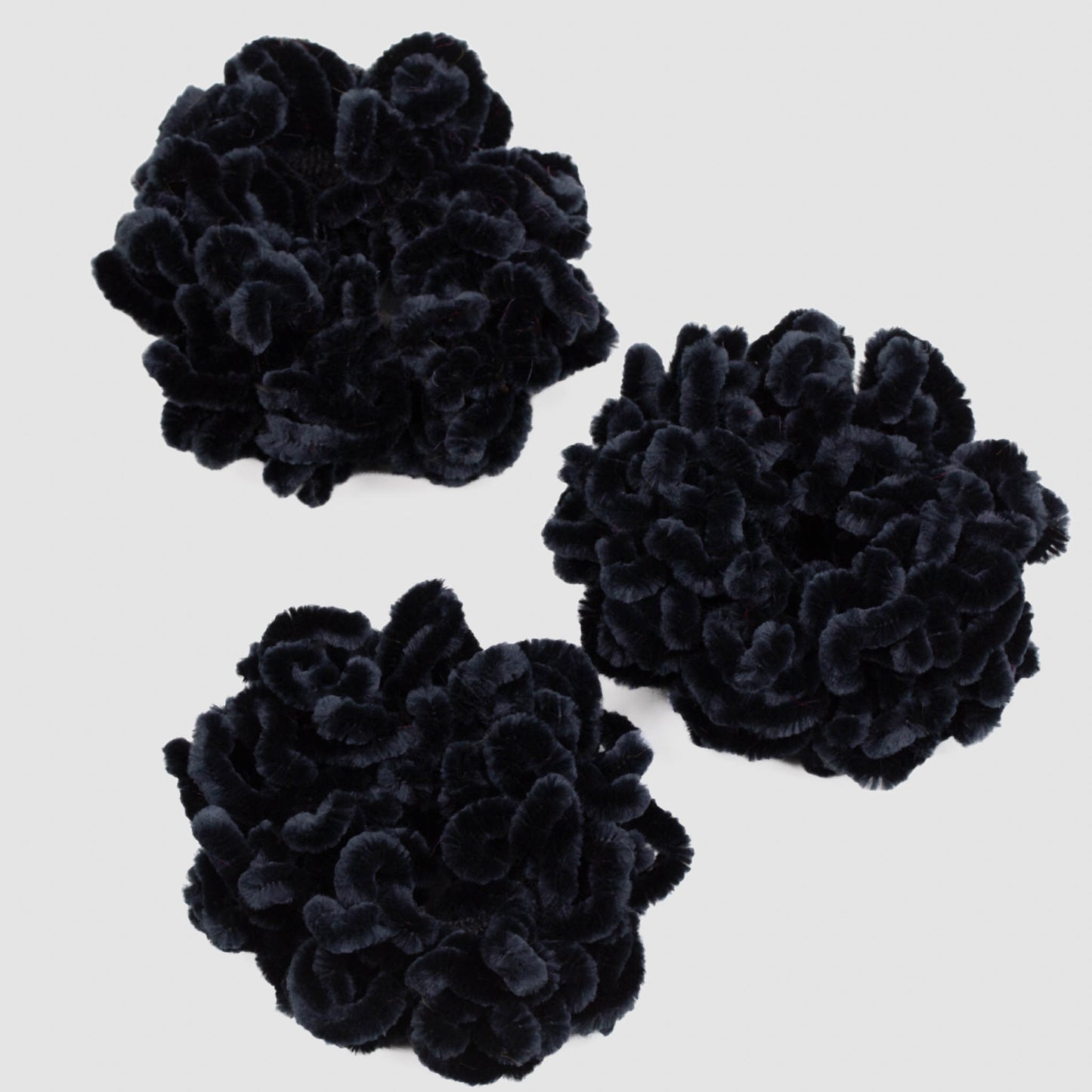 Elastice de păr tip scrunchie mari și pufoase, grosime 4,5 cm, set 2 buc - Negru