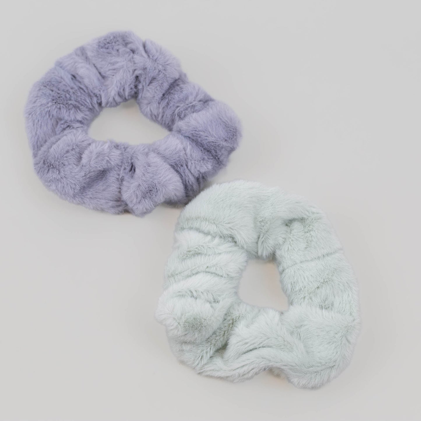 Elastice de păr tip scrunchie, pufoase și moi, grosime 3 cm, set 2 buc - Albastru, Verde