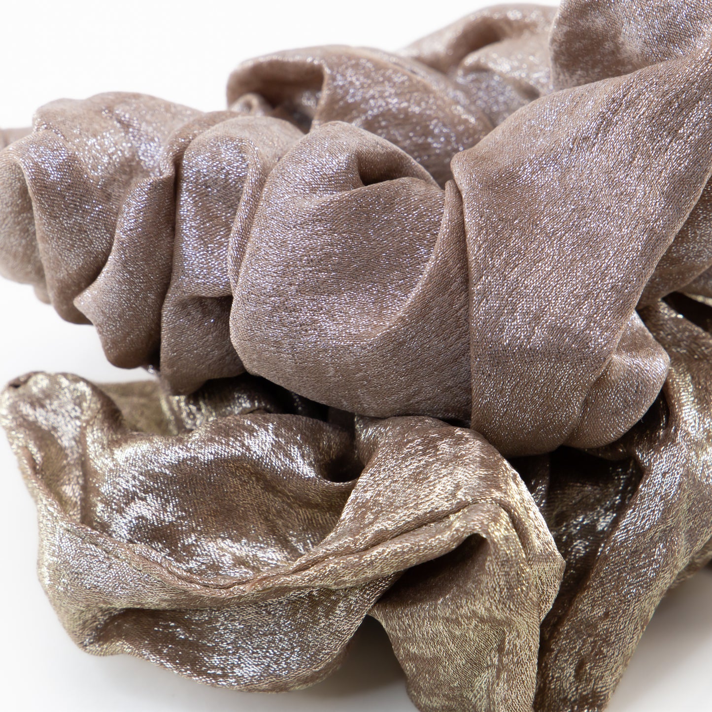 Elastice de păr tip scrunchie Shiny Mood cu efect lucios, grosime 5 cm, set 2 buc - Auriu