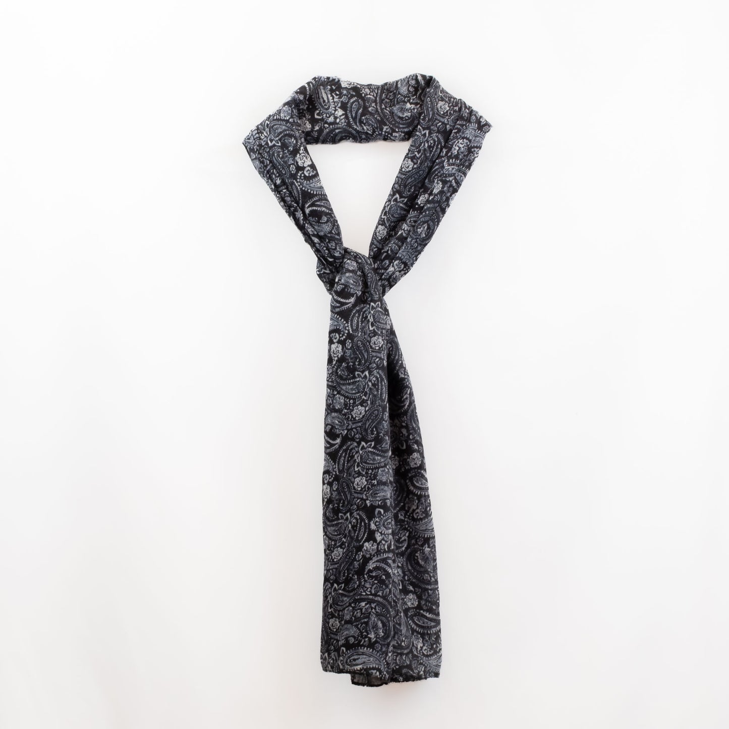 Eșarfă comodă cu imprimeu paisley, 185 x 80 cm - Negru Alb