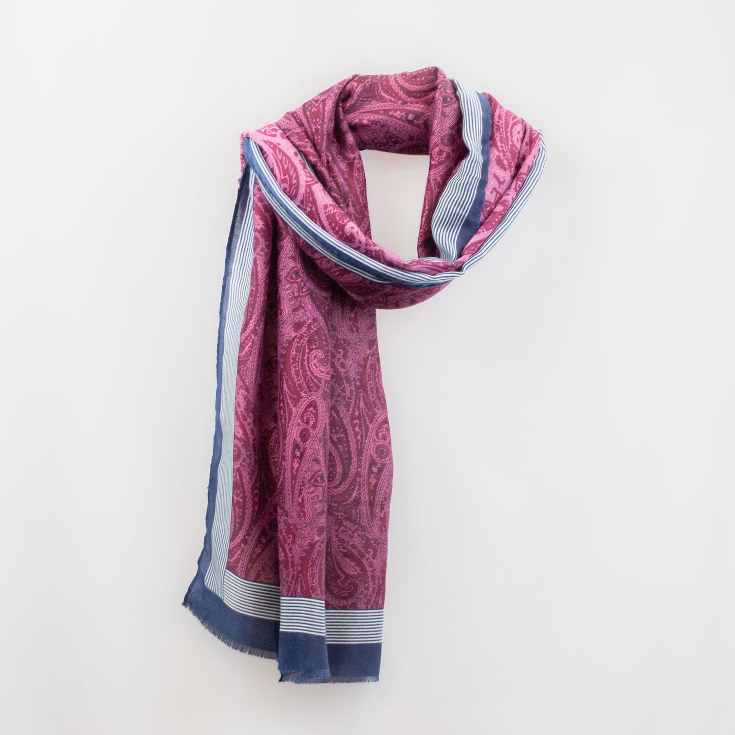 Eșarfă comodă cu imprimeu paisley magenta, 180 x 90 cm