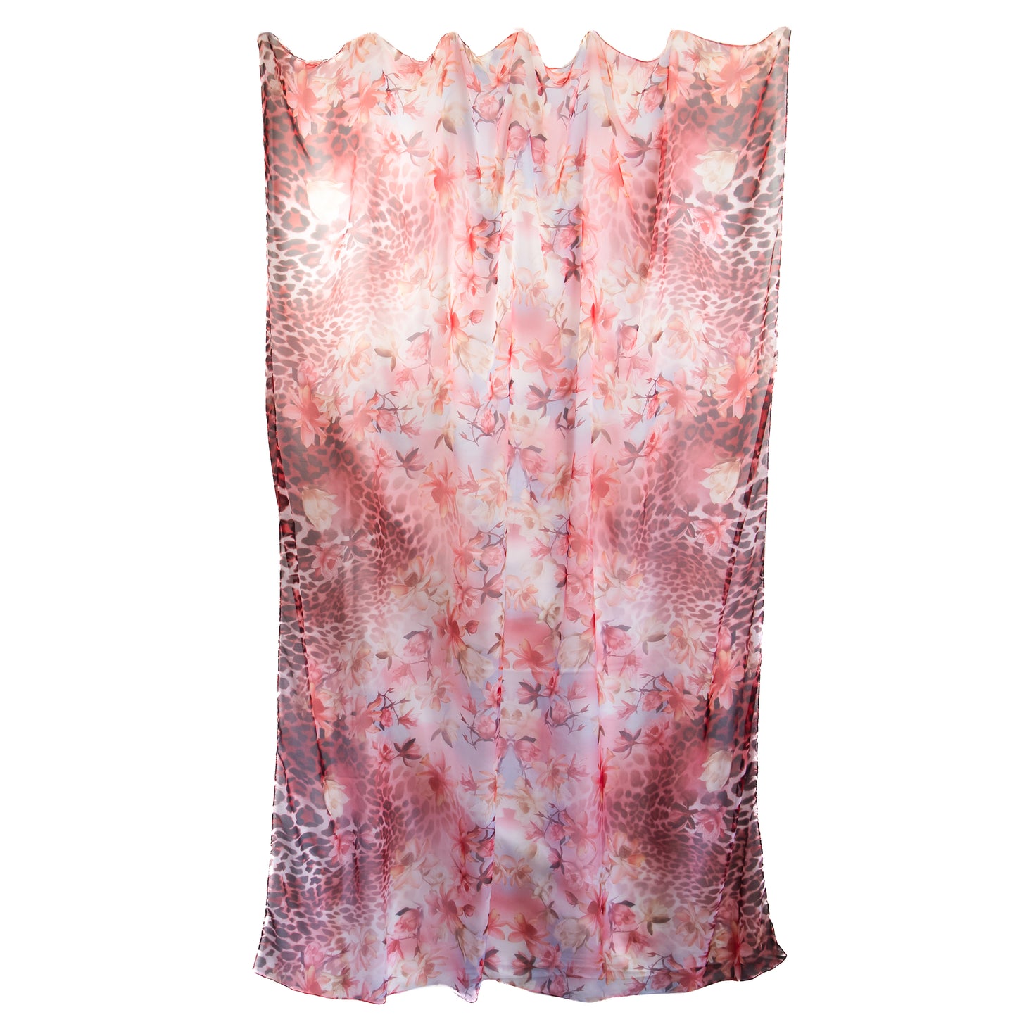 Eșarfă comodă și aerată cu efect de mătase, imprimeu exotic, 200 x 145 cm - Roșu