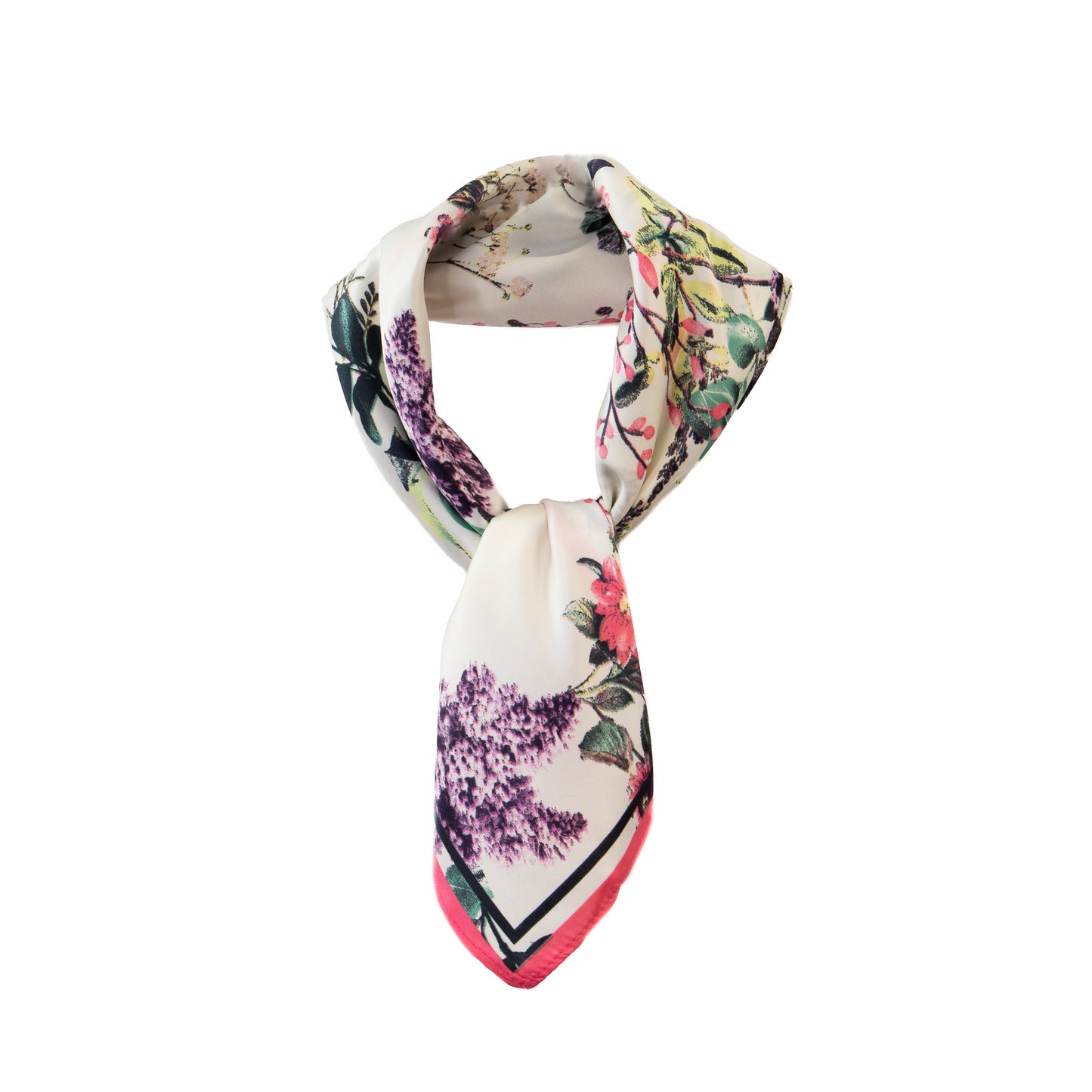 Eșarfă comodă și aerată cu motive florale elegante, 61 x 61 cm - Roz