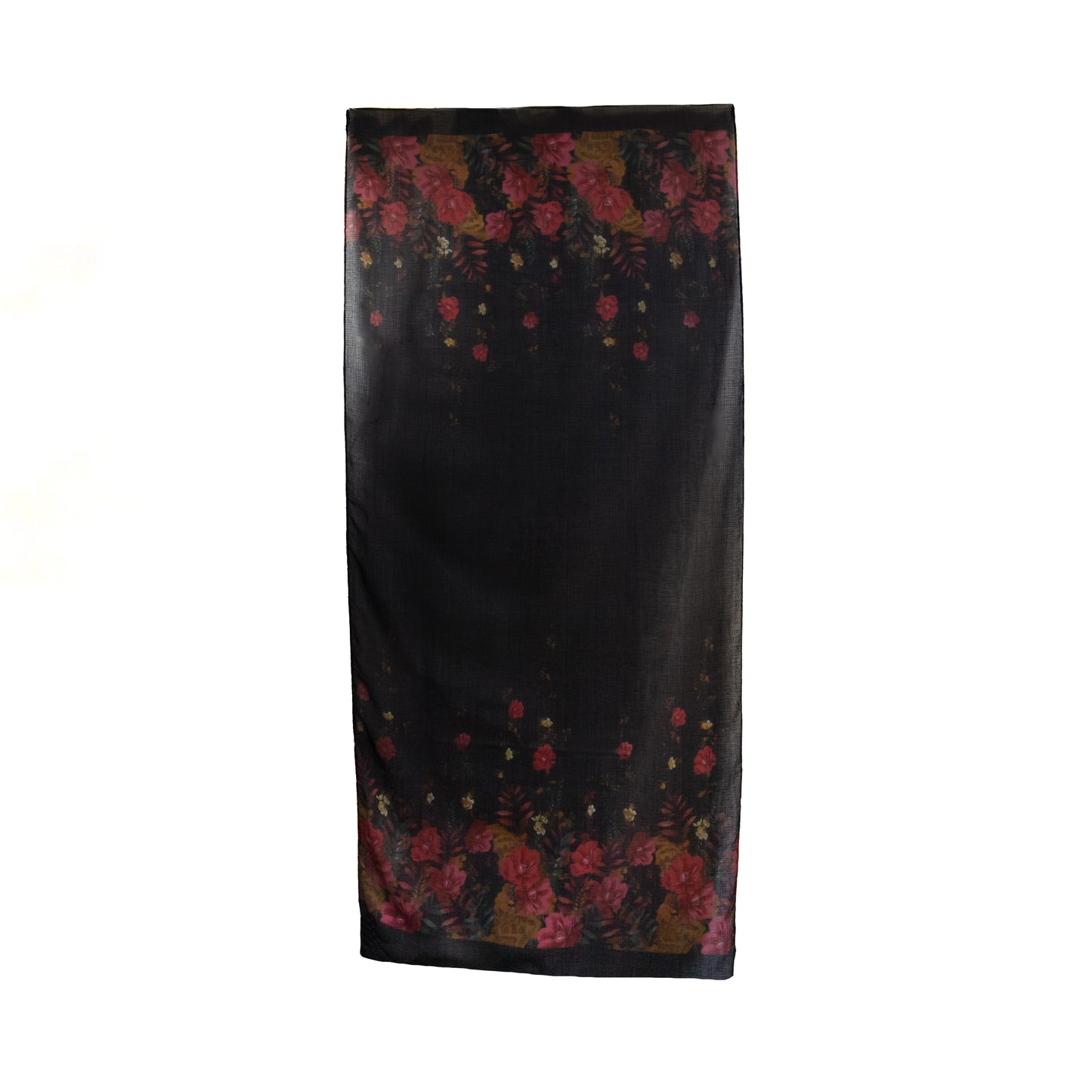 Eșarfă damă comodă și aerată cu trandafiri eleganți, 180 x 80 cm - Negru