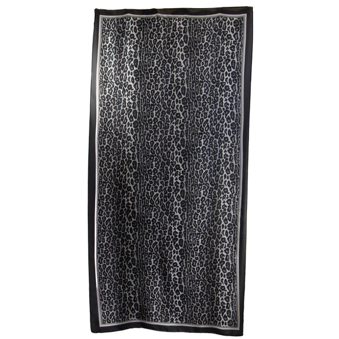 Eșarfă damă cu efect de mătase, animal print, 185 x 90 cm - Negru, Alb