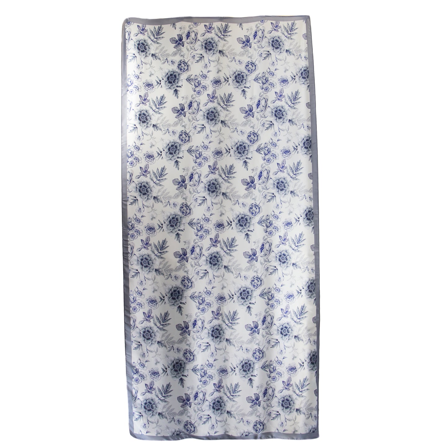 Eșarfă damă cu efect de mătase, armonie florală, 180 x 84 cm - Albastru, Gri