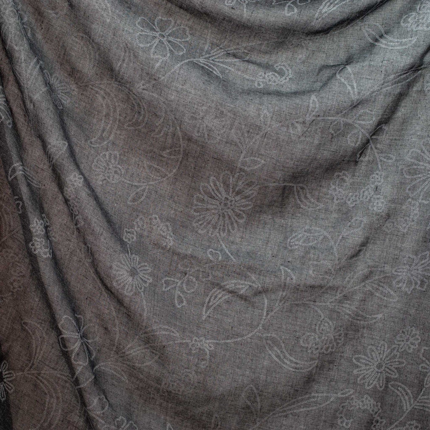 Eșarfă damă cu imprimeu floral, 180 x 90 cm - Negru