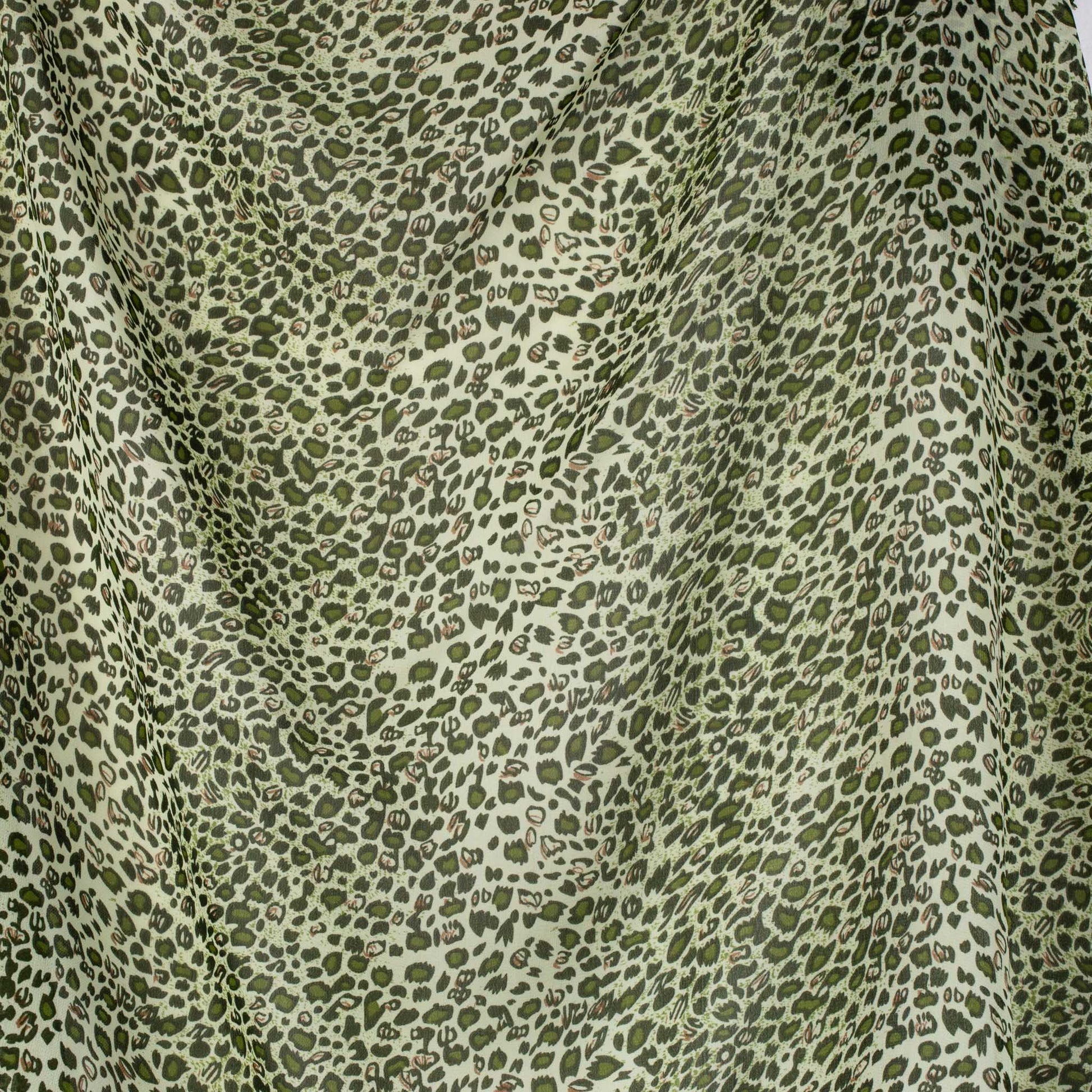 Eșarfă damă din mătase cu animal print , forme mici, 70 x 65 cm - Verde