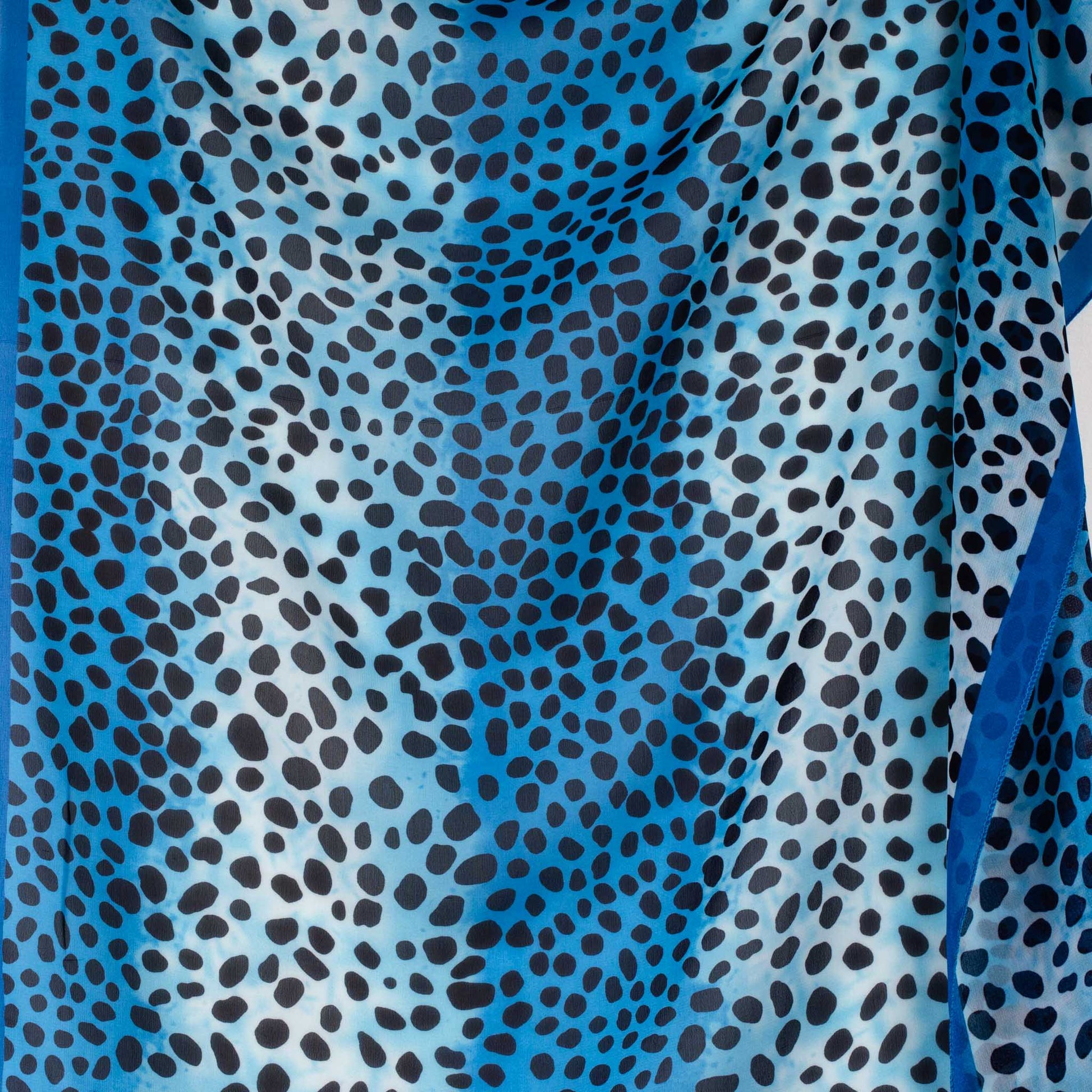 Eșarfă damă din mătase cu animal print în degrade, 65 x 65 cm - Albastru