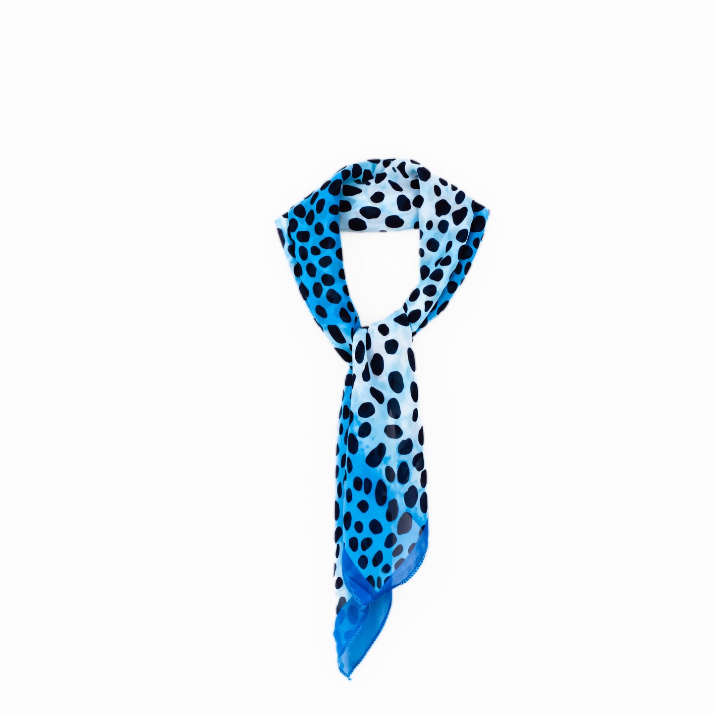 Eșarfă damă din mătase cu animal print în degrade, 65 x 65 cm - Albastru