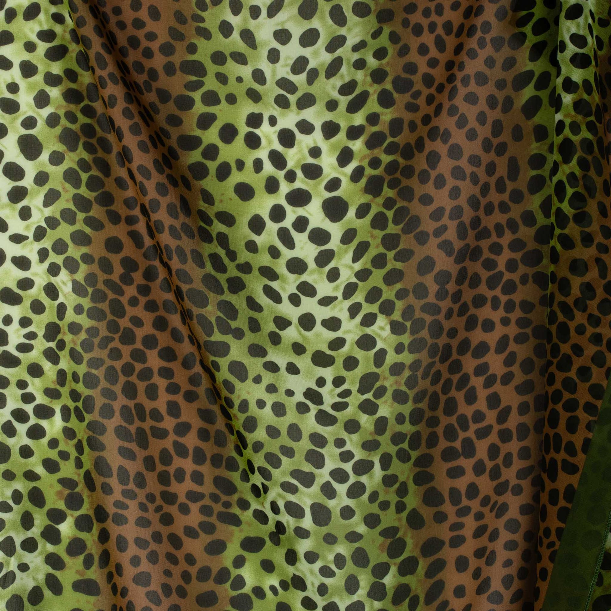 Eșarfă damă din mătase cu animal print în degrade, 65 x 65 cm - Verde, Maro