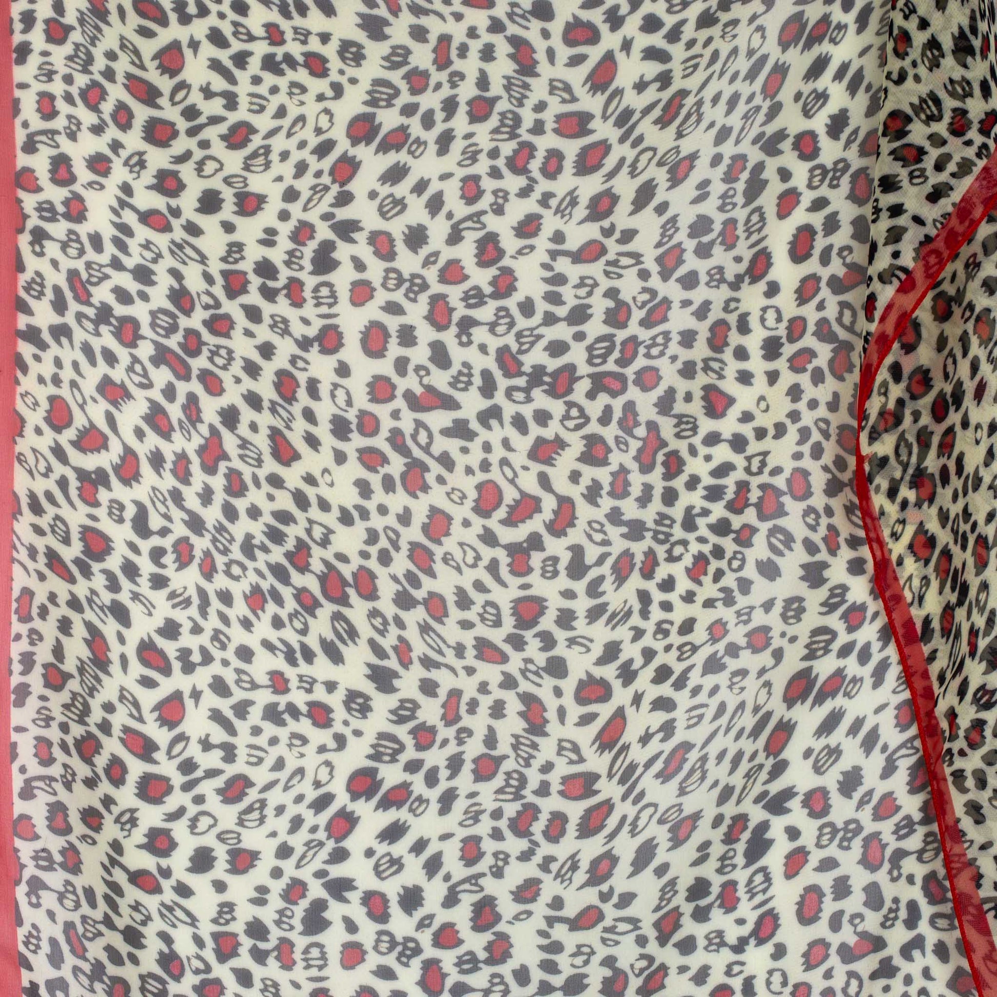 Eșarfă damă din mătase cu animal print, 65 x 65 cm - Roșu, Bej, Maro