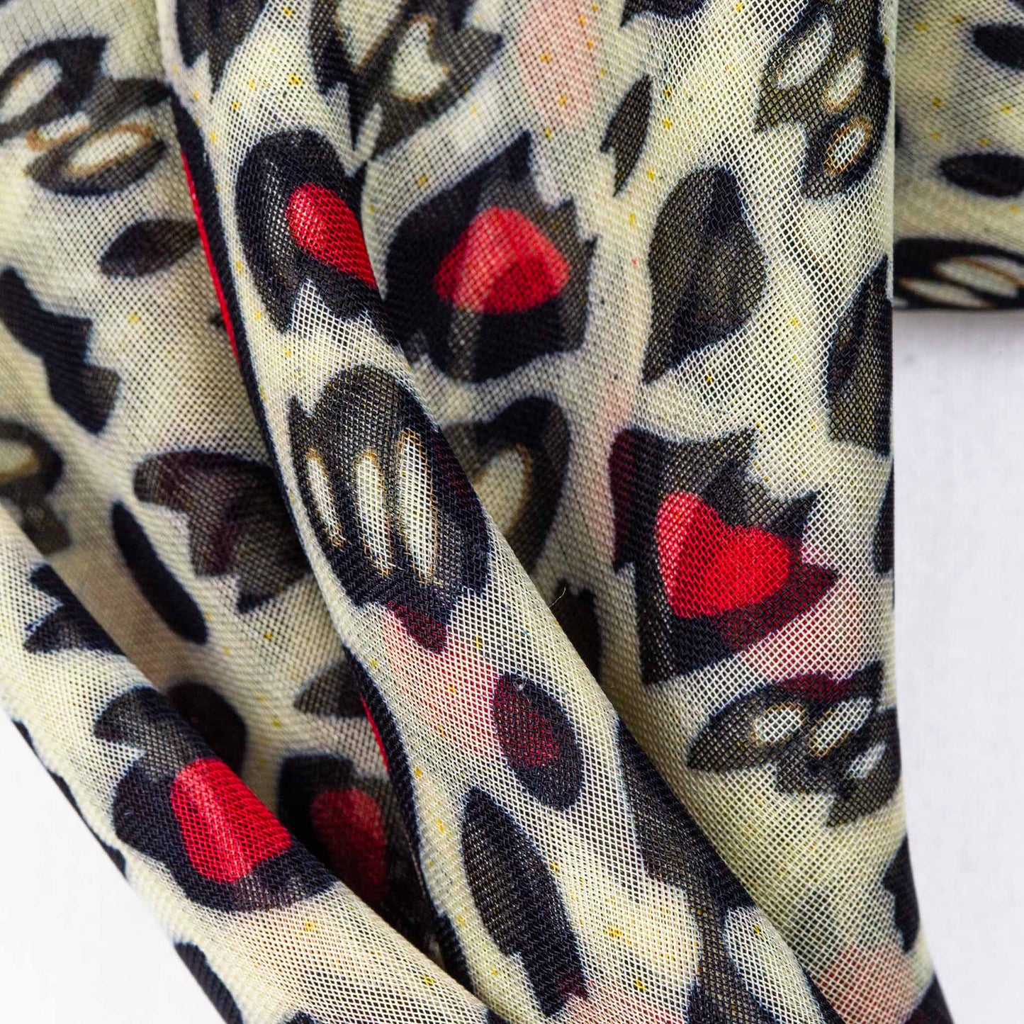 Eșarfă damă din mătase cu animal print, 65 x 65 cm - Roșu, Bej, Maro