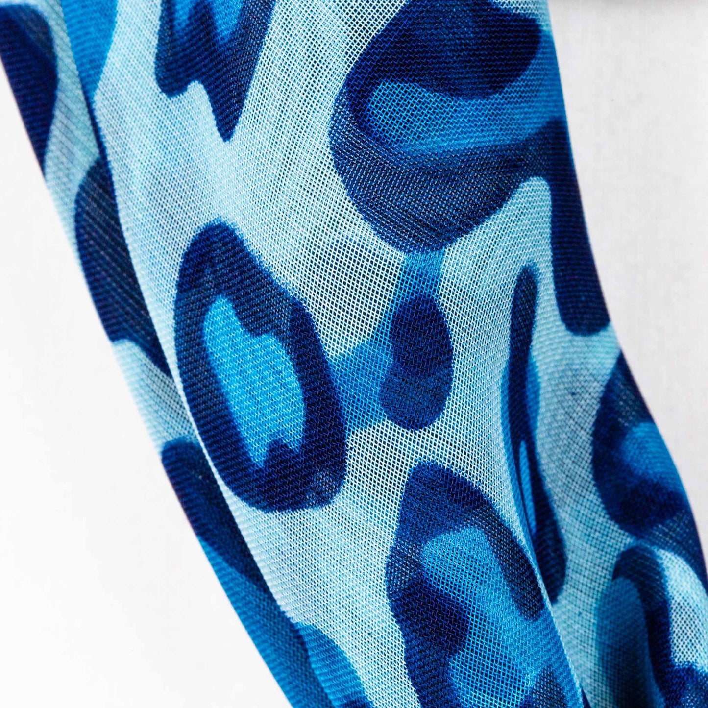 Eșarfă damă din mătase cu animal print și dungi, 65 x 65 cm - Albastru