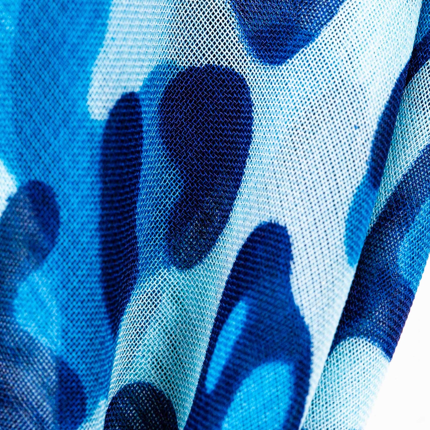 Eșarfă damă din mătase cu animal print și dungi, 65 x 65 cm - Albastru