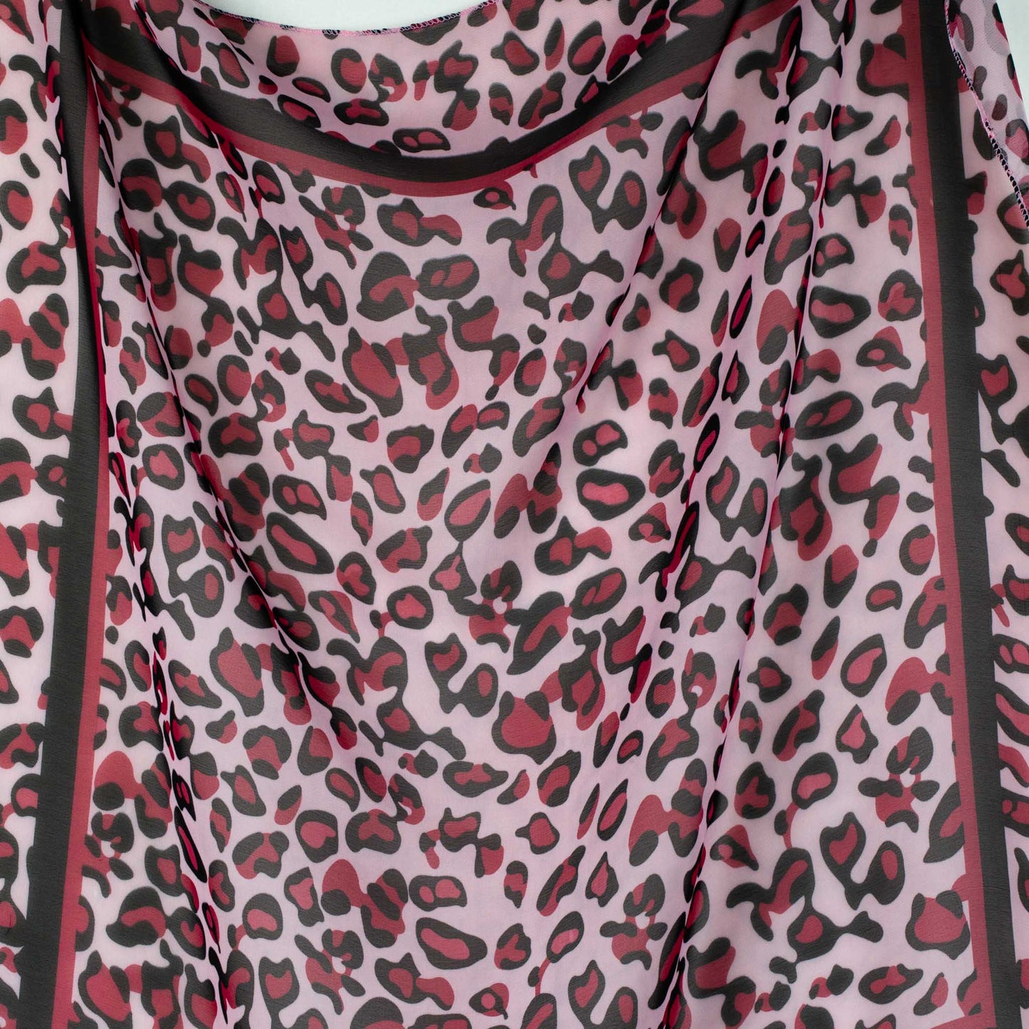 Eșarfă damă din mătase cu animal print și dungi, 65 x 65 cm - Roz