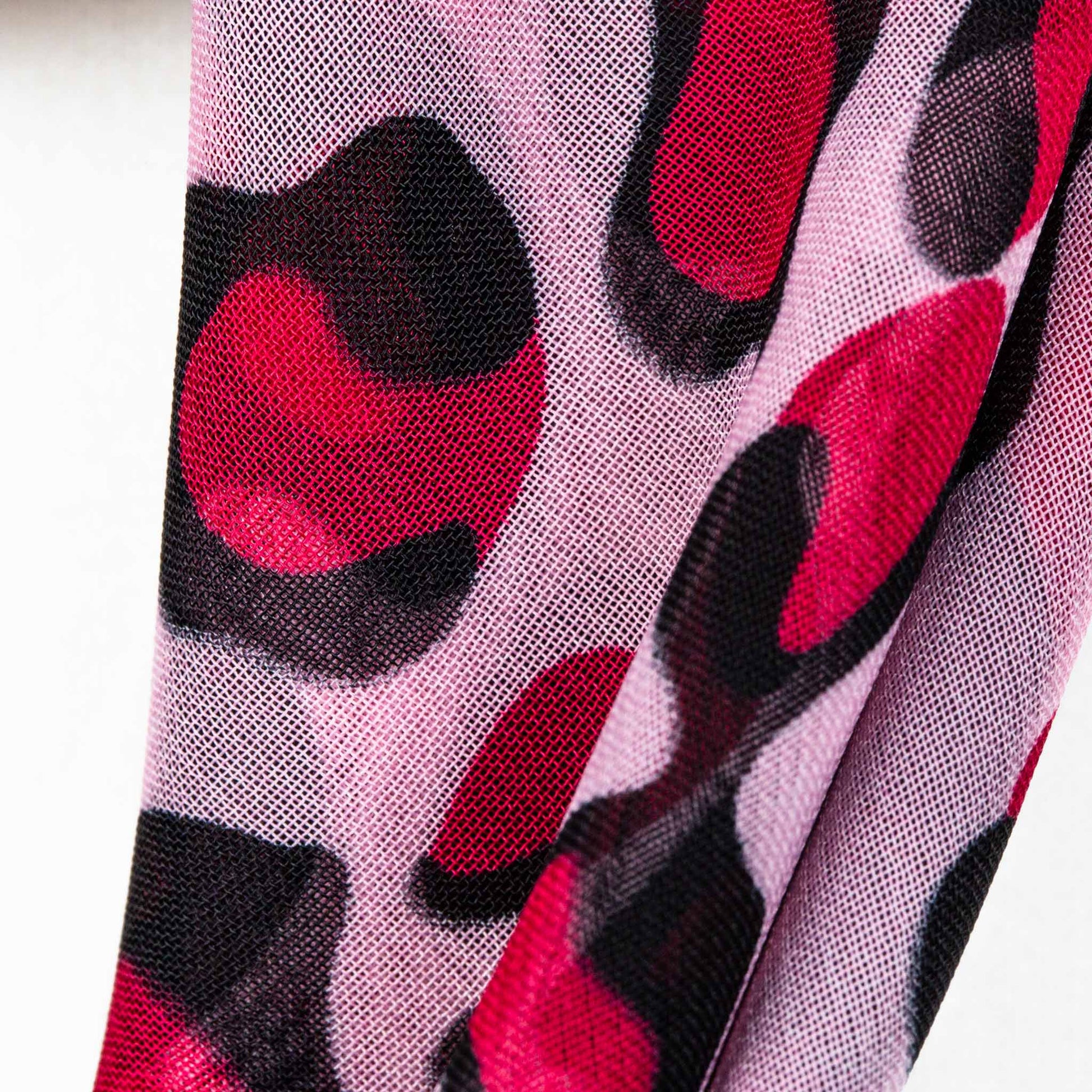 Eșarfă damă din mătase cu animal print și dungi, 65 x 65 cm - Roz