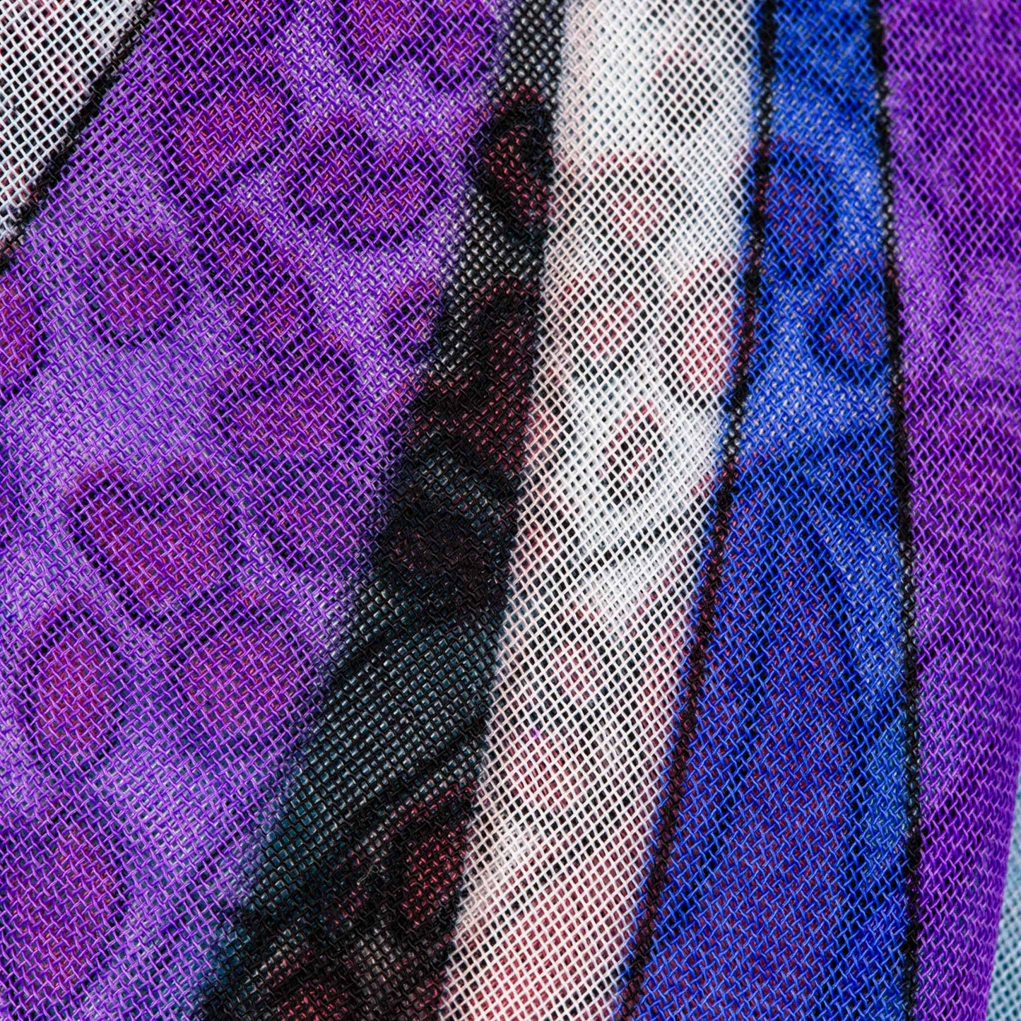 Eșarfă damă din mătase cu imprimeu floral și forme abstracte, 65 x 65 cm - Albastru, Mov