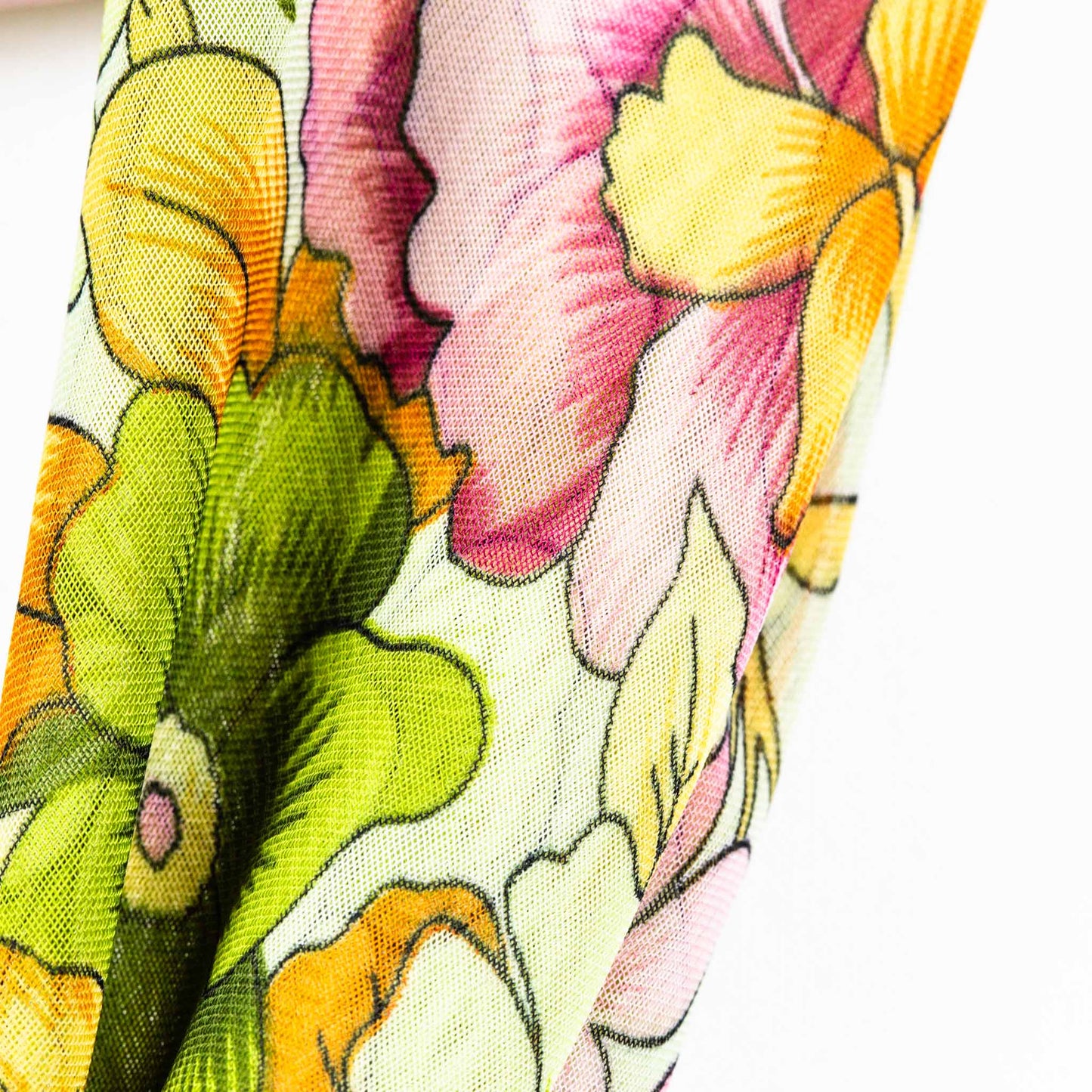 Eșarfă damă din mătase cu imprimeu floral, 65 x 65 cm - Verde, Roz