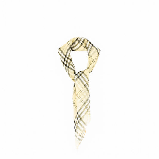 Eșarfă damă din mătase cu imprimeu în carouri, 65 x 60 cm - Galben