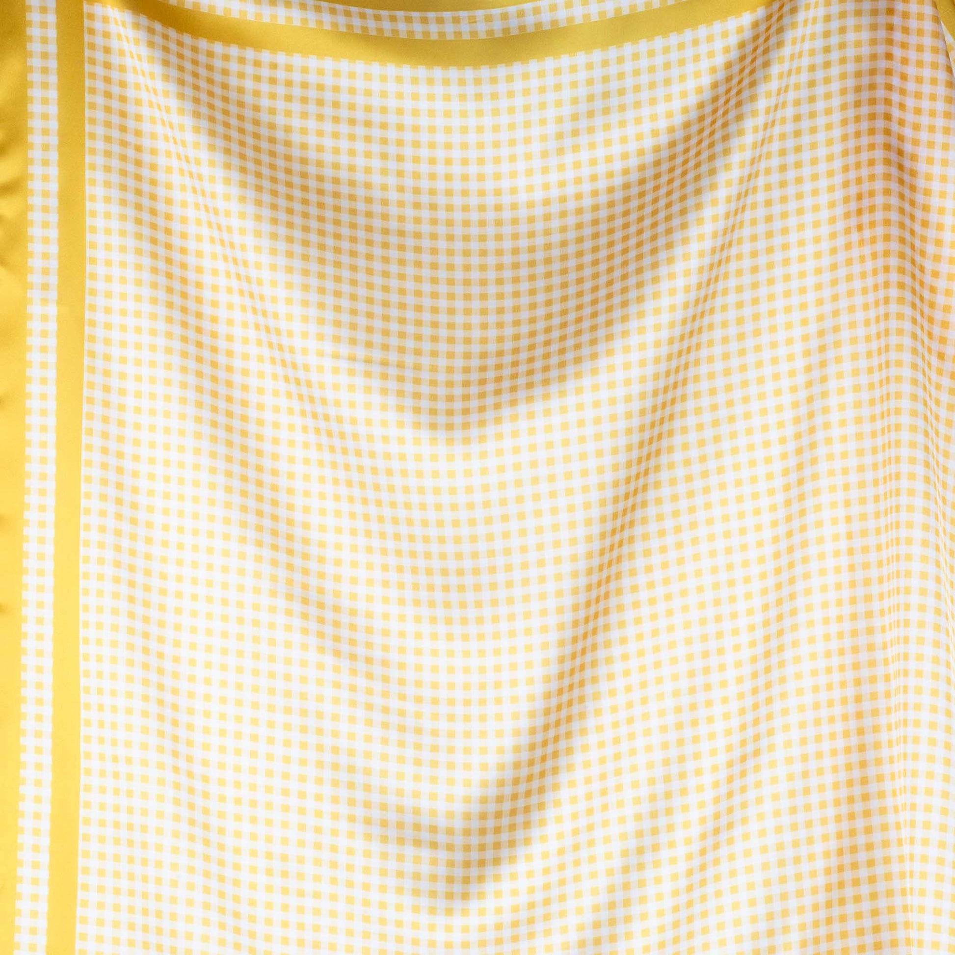 Eșarfă damă din mătase cu imprimeu în carouri mici, 60 x 60 cm - Galben