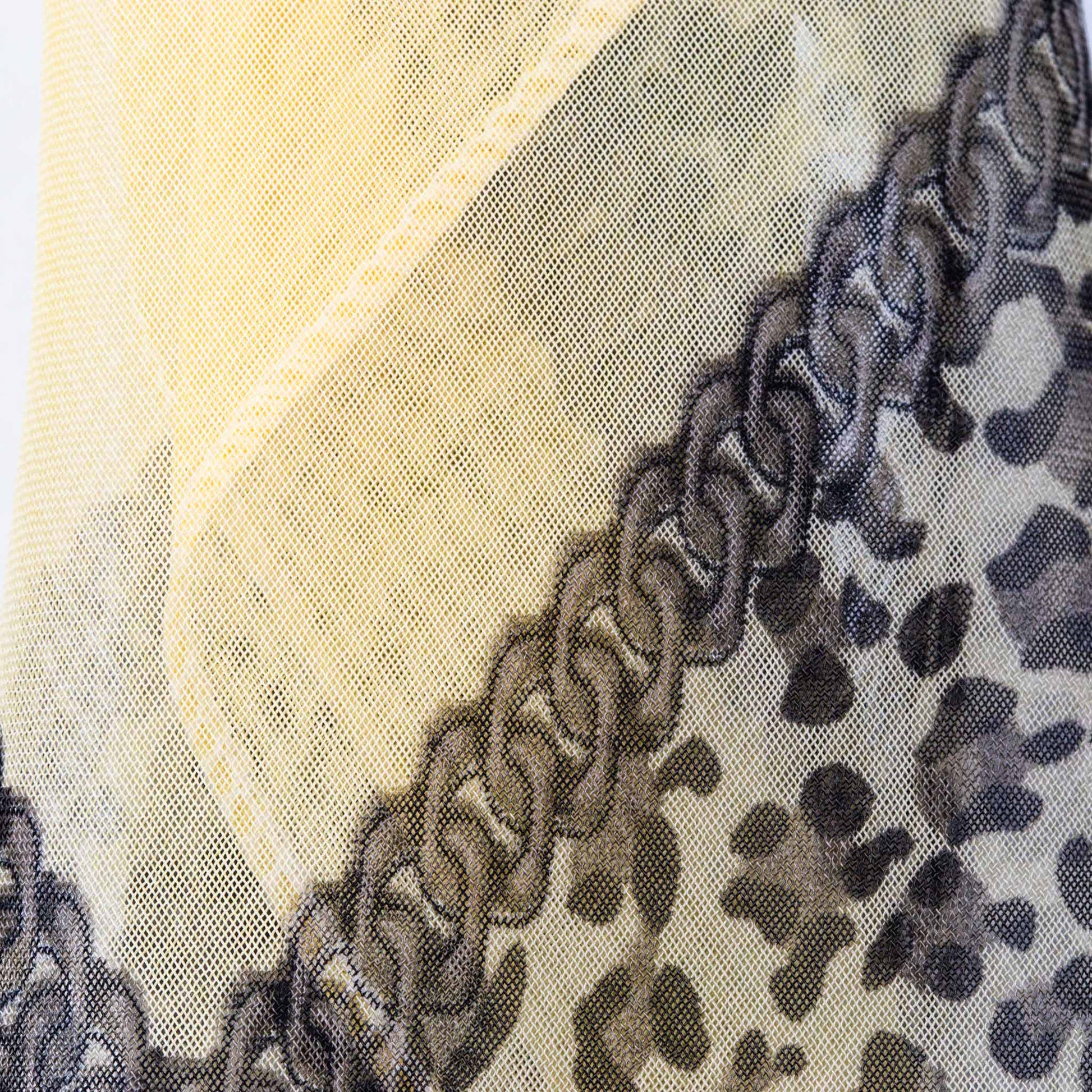 Eșarfă damă din mătase cu secțiuni animal print, 65 x 65 cm - Crem, Maro